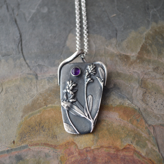 Amethyst Necklace Textured with Sampson's Snakeroot