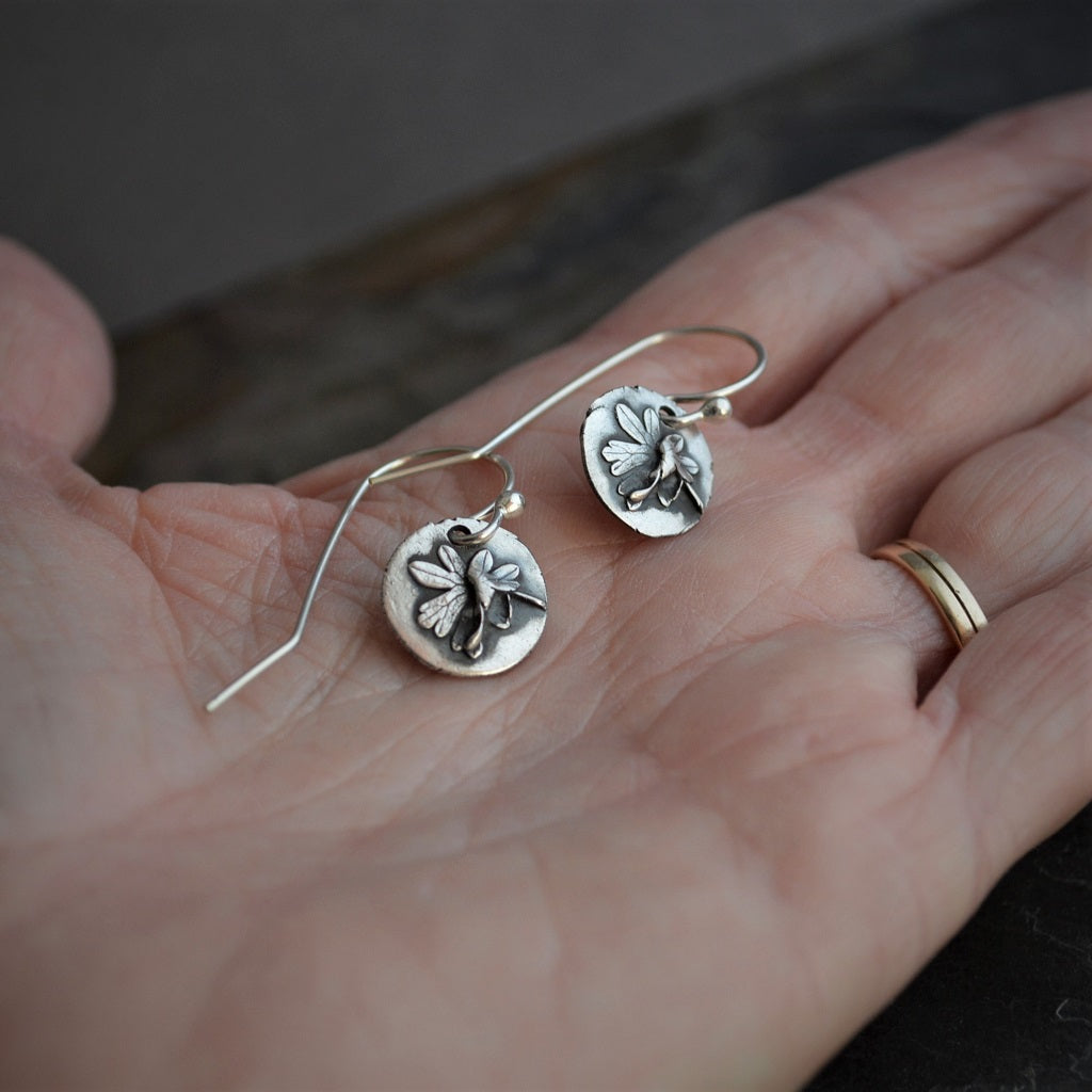 Geranium Leaf Earrings, Carolina Cranesbill Jewelry in Sterling Silver - Gayle Dowell