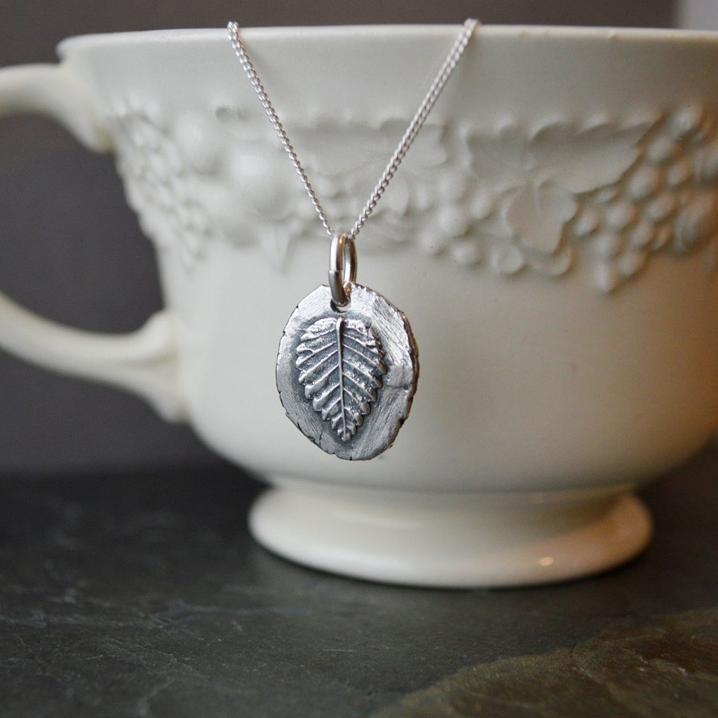 Elm Leaf Pendant Necklace in Fine Silver - Gayle Dowell