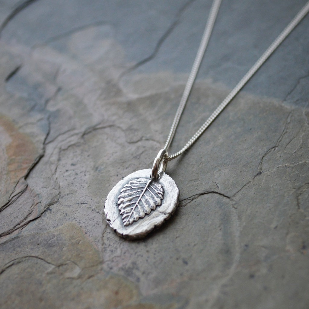 Elm Leaf Pendant Necklace in Fine Silver - Gayle Dowell