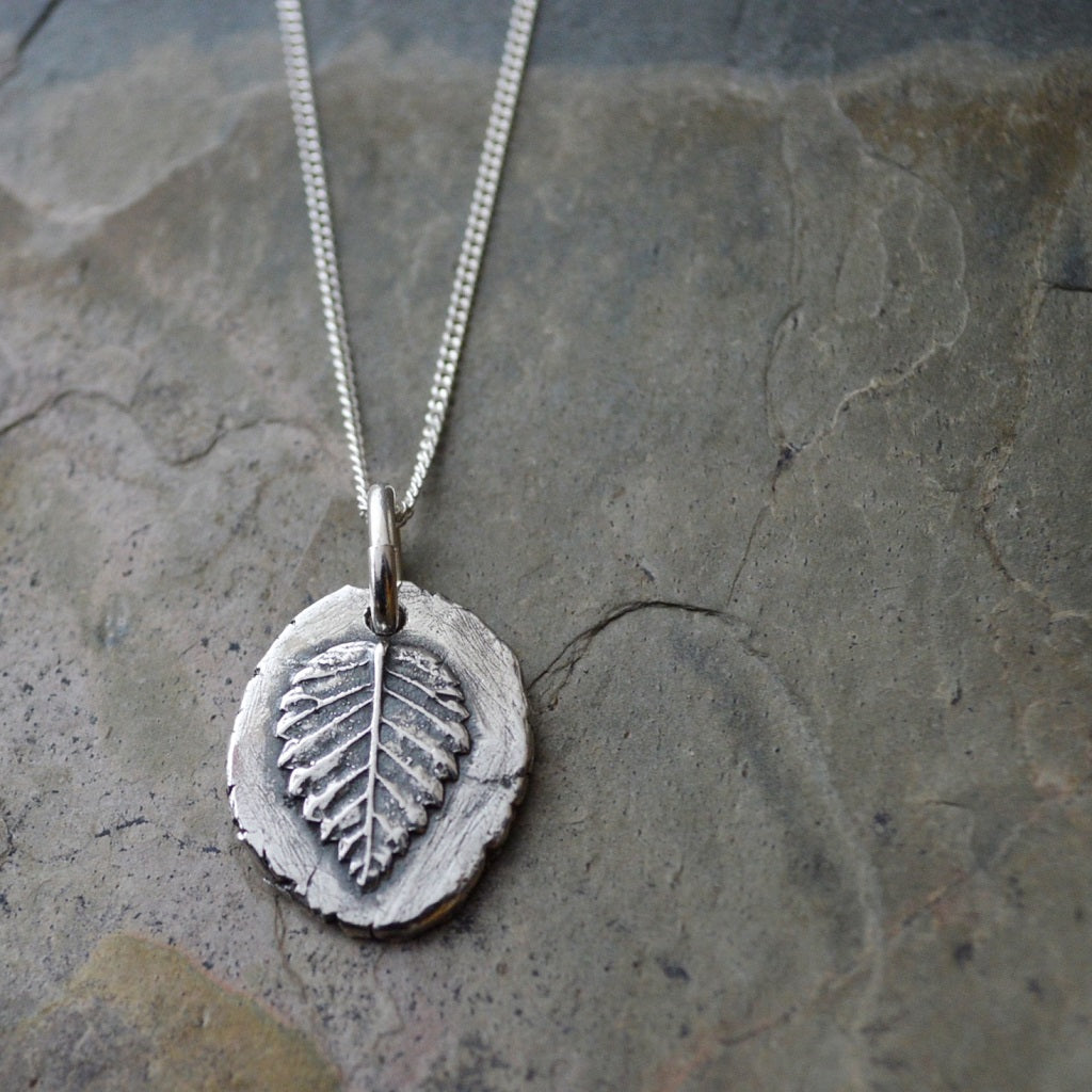 Elm Leaf Pendant Necklace in Fine Silver - Gayle Dowell