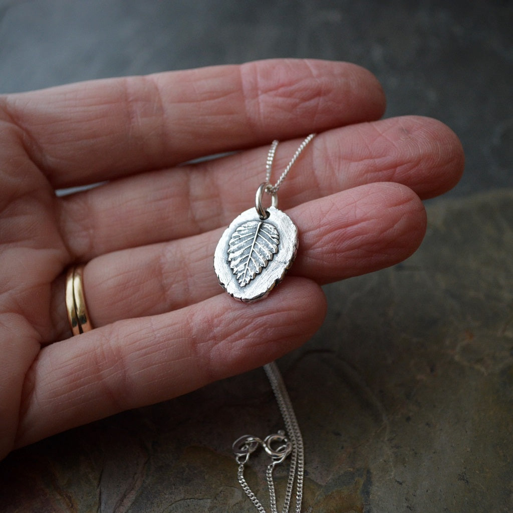 Elm Leaf Pendant Necklace in Fine Silver - Gayle Dowell