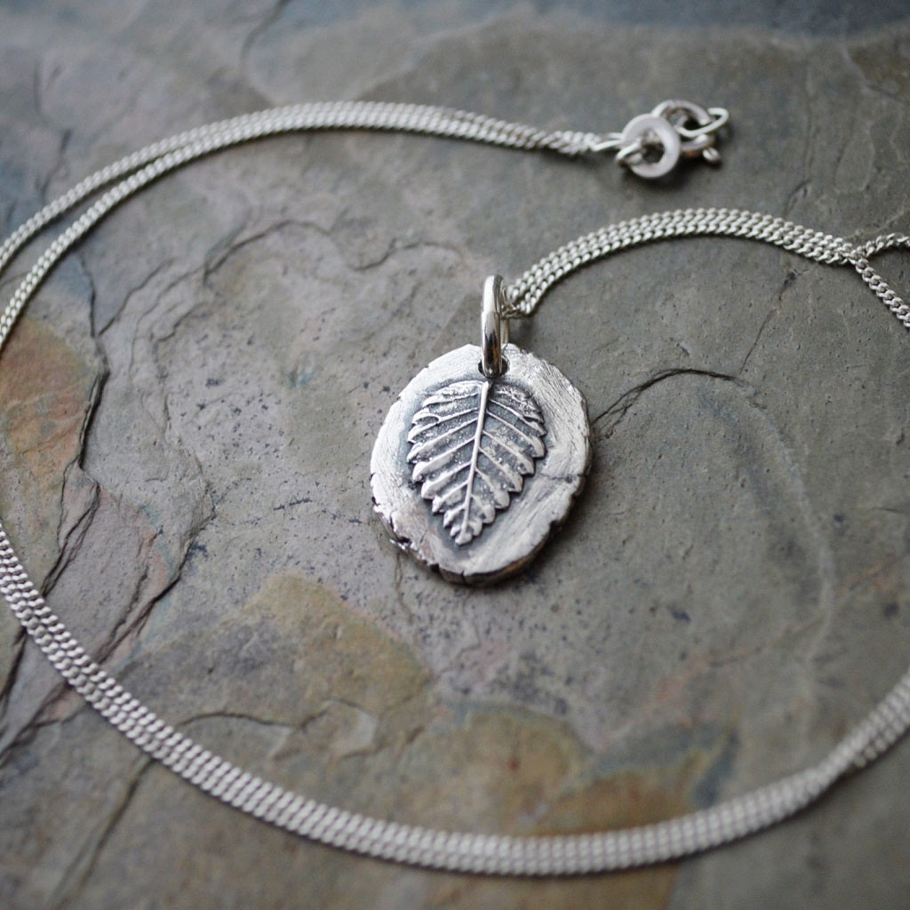 Elm Leaf Pendant Necklace in Fine Silver - Gayle Dowell