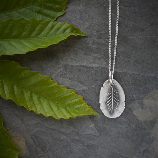 PRE-ORDER - Oak Leaf Jewelry, Chinkapin Oak Fine Silver Pendant Necklace - Gayle Dowell