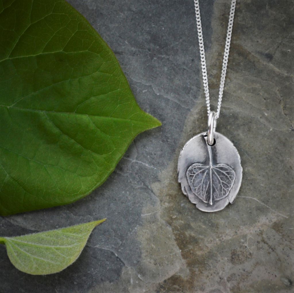 PRE-ORDER - Redbud Leaf Pendant Necklace, Tree Jewelry in Fine Silver - Gayle Dowell