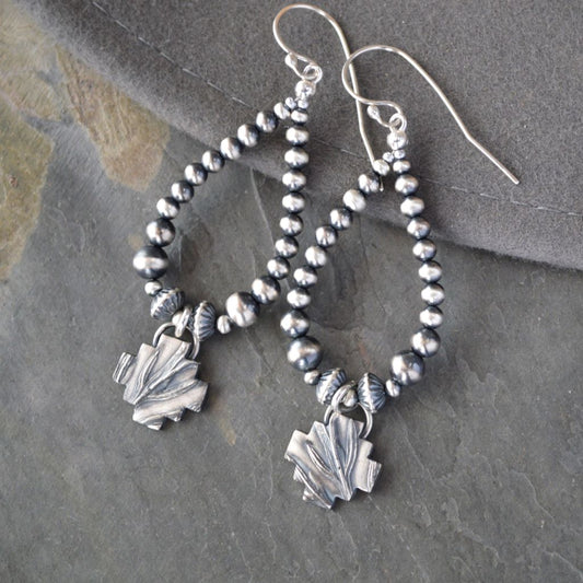 Sage Southwest Cross Earrings with Navajo Pearl Beads