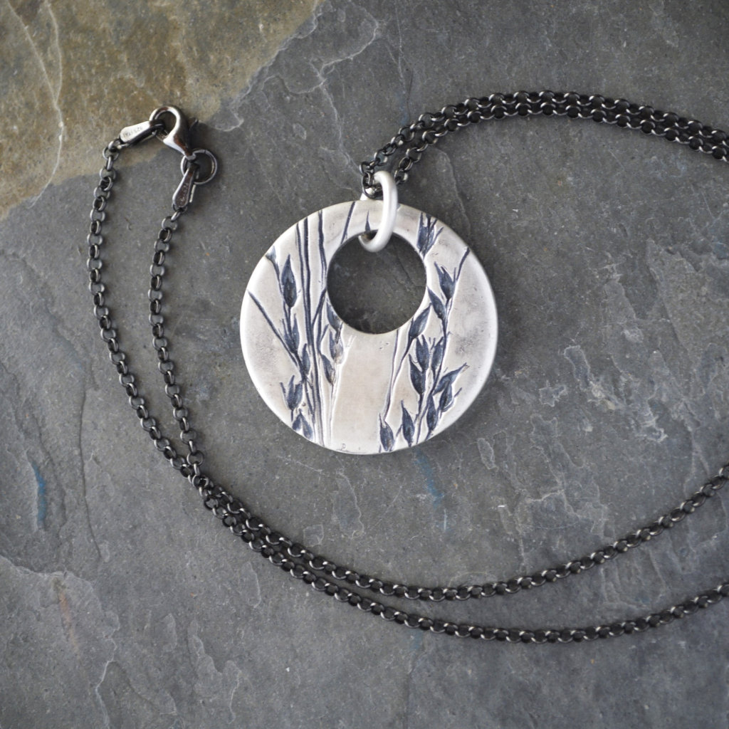 Switchgrass Hoop Necklace with Black Chain