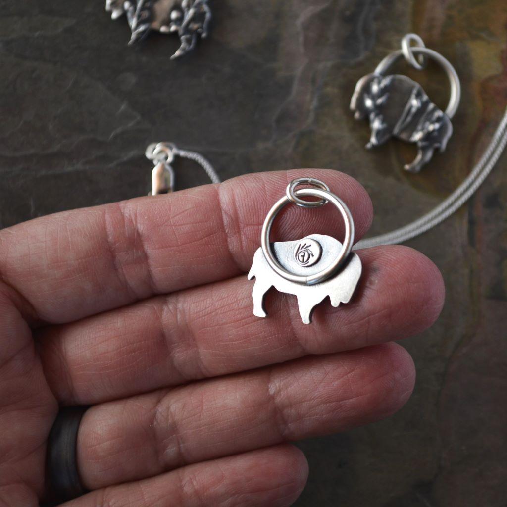 Bison Necklace, Prairie Switchgrass in Silver - Gayle Dowell