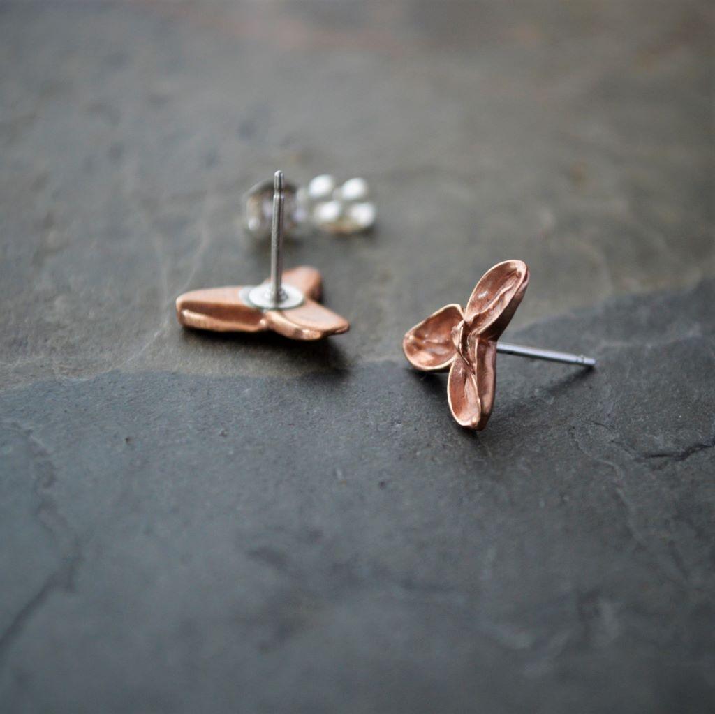 Red Bronze Bittersweet Pod Stud Earrings - Gayle Dowell
