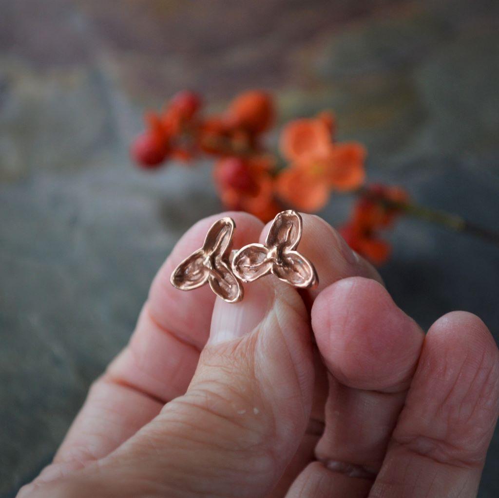 Red Bronze Bittersweet Pod Stud Earrings - Gayle Dowell
