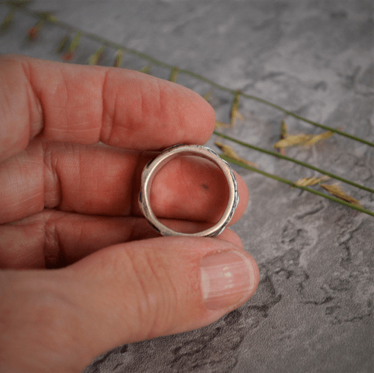 Sterling Silver Ring Band, Sideoats Grama, Size 8.5 - Gayle Dowell